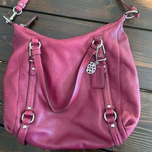 Coach Alexandra Pebble Leather Bag Raspberry Plum